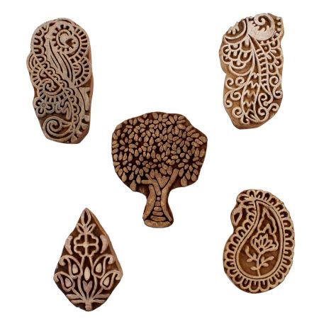 Set of 5 Piece New Mix Wooden Printing Blocks